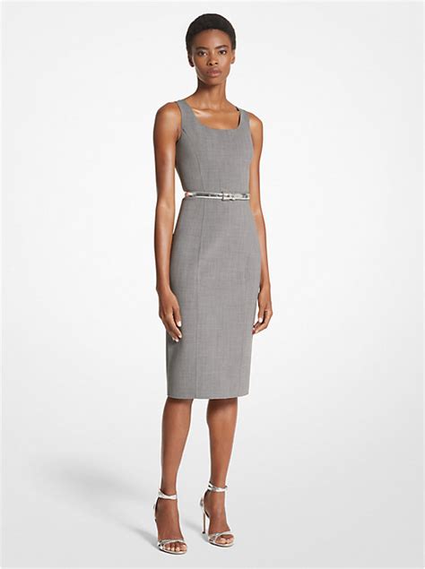 michael kors stretch wool crepe sheath dress grey